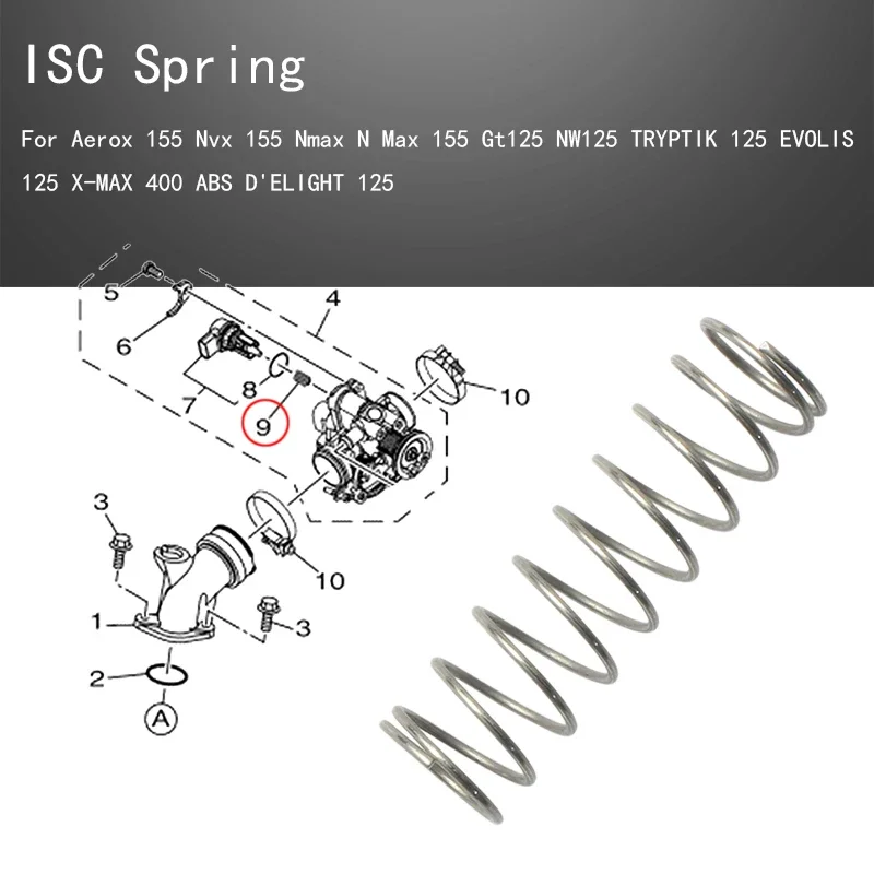 Throttle Body ISC Spring For Aerox / Nvx 155 Nmax N Max 155 Gt125 NW125 TRYPTIK 125 EVOLIS 125 X-MAX 400 ABS D'ELIGHT 125