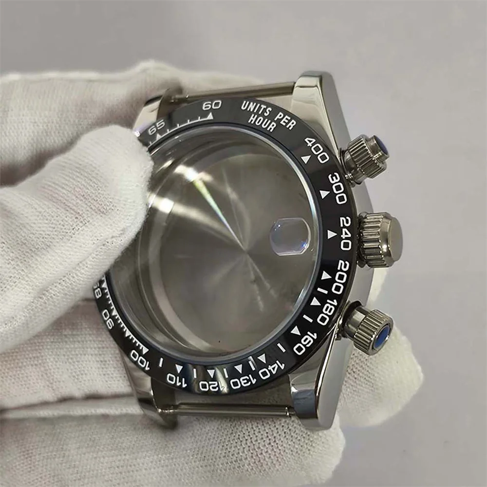 VK67 39mm Ceramic Bezel Magnifying Glass Stainless Steel Watch Case for VK67 Movement Sapphire Crystal Case for 29.5mm Dial