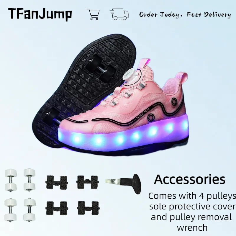 Fashion Adult  Men Adjustable Skates For  Deformable With Lights Roller Skating Shoes Girls Two-Purpose Casual Sports Shoes