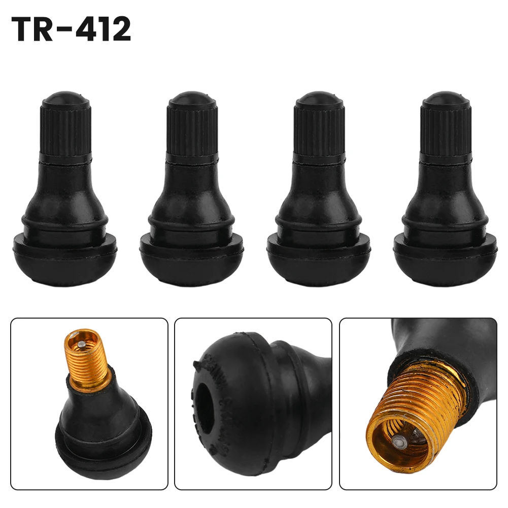 4Pcs/Set TR412 Car Tubeless Tyre Valve Stems Rubber Copper Vacuum Tire Air Valve Universal For Auto Motorcycle Truck