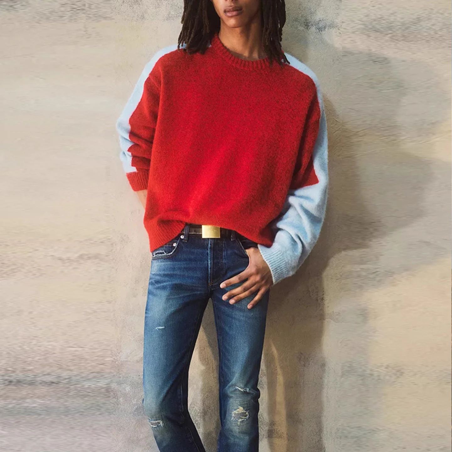 

Faionable Color Blo Knitwear round Ne Pullover Long Sve Youthful Sle Summer 2025 Men's Clothing Z Brand