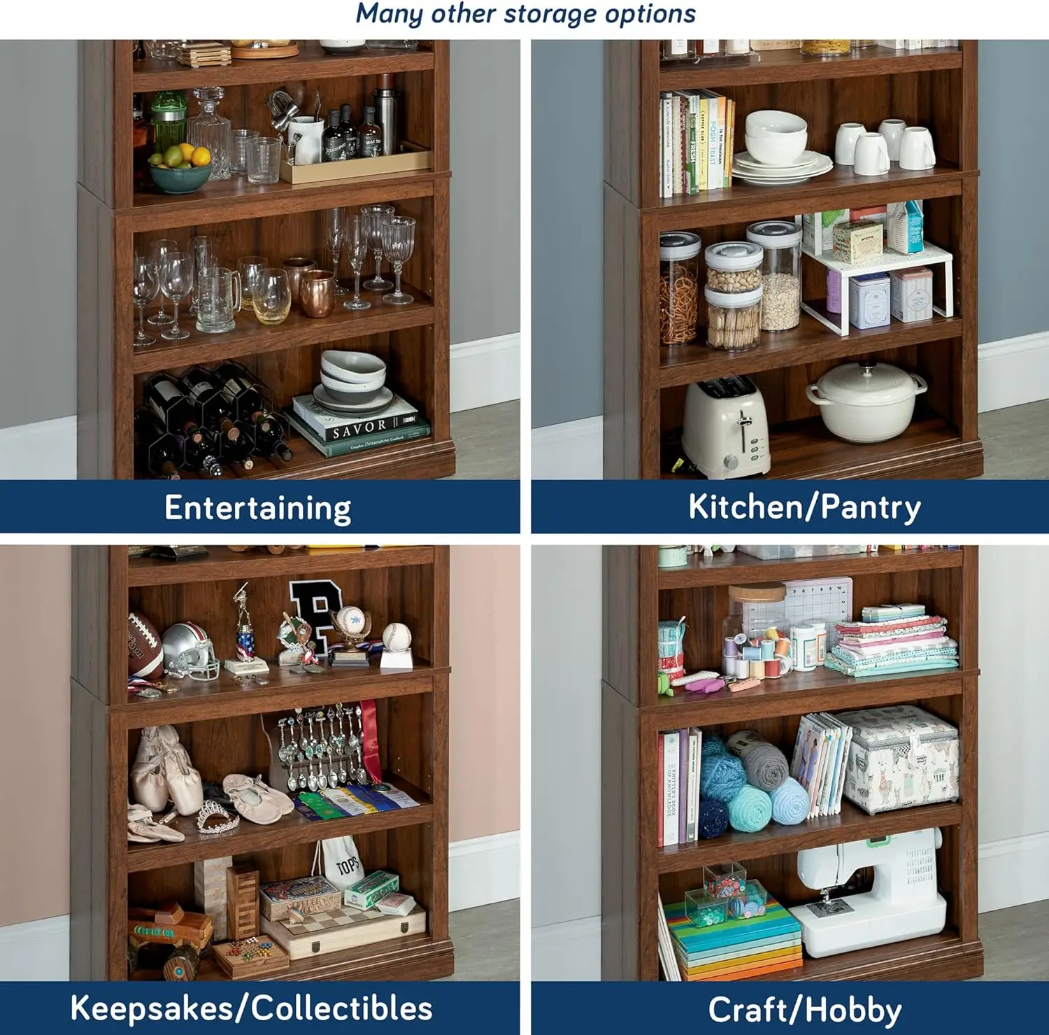 Penyimpanan lain-lain 5 rak rak buku/rak buku, hasil akhir Washington Cherry