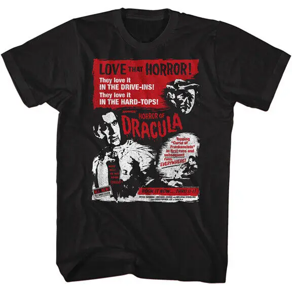 

Hammer Horror Of Dracula Movie Poster They Love It Drive Ins Men's T Shirt