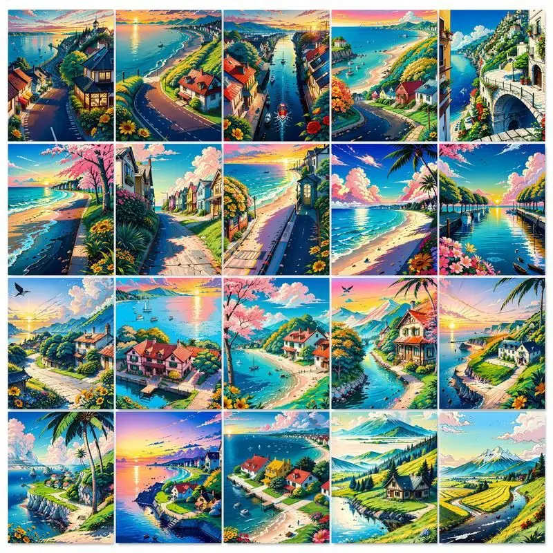 

GATYZTORY Pictures By Number beach Landscape Kits Painting By Numbers Drawing On Canvas HandPainted Paintings Home Decor