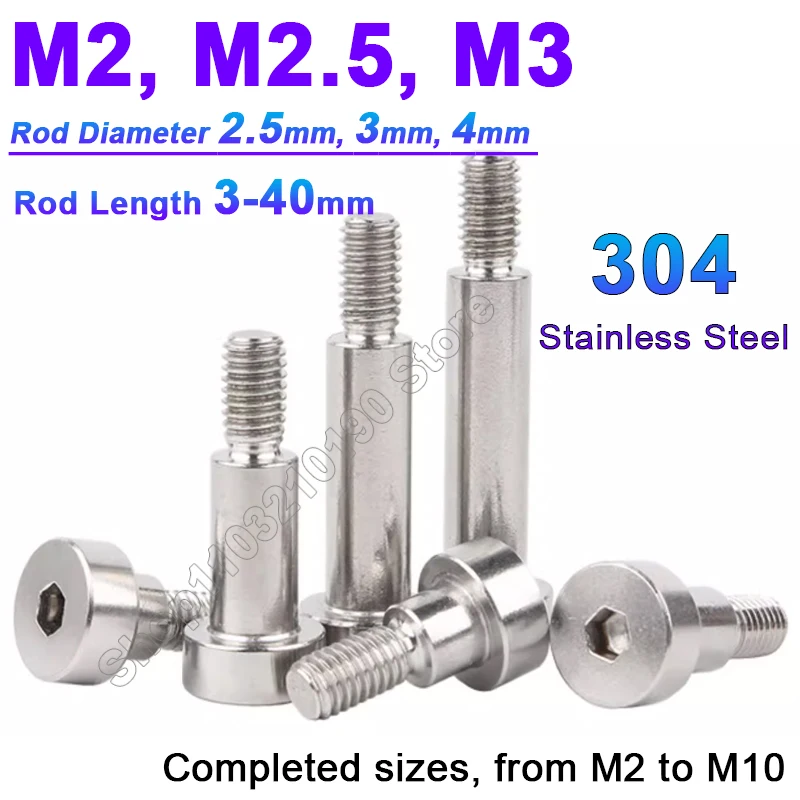 

5-50Pcs M2 M2.5 M3 304 Stainless Steel Hex Hexagon Socket Cap Head Roller Bearing Shoulder Screw Positioned shaft Stripper Bolt