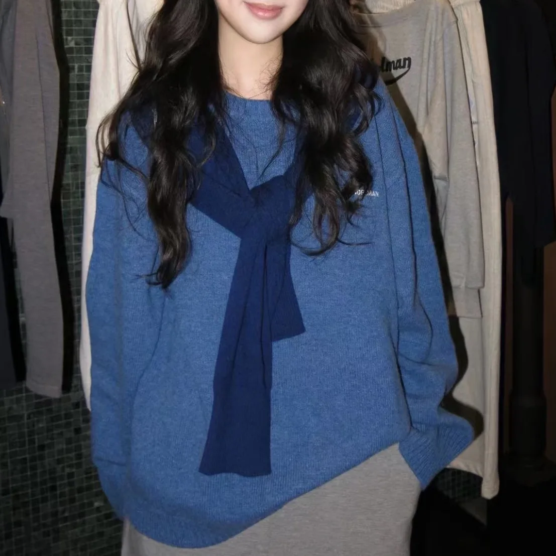 

Autumn and winter wear fake two-piece shawl hooded knitted sweater women 077-1781