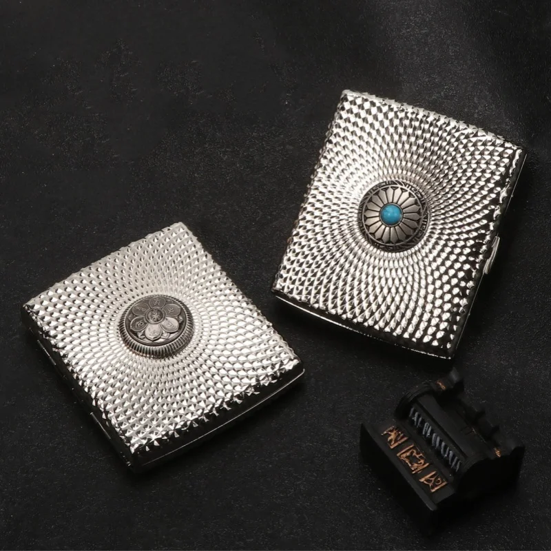 

Metal cigarette box portable rotating iron clip cigarette box 20 thick pack moisture-proof and pressure resistant cigarette box