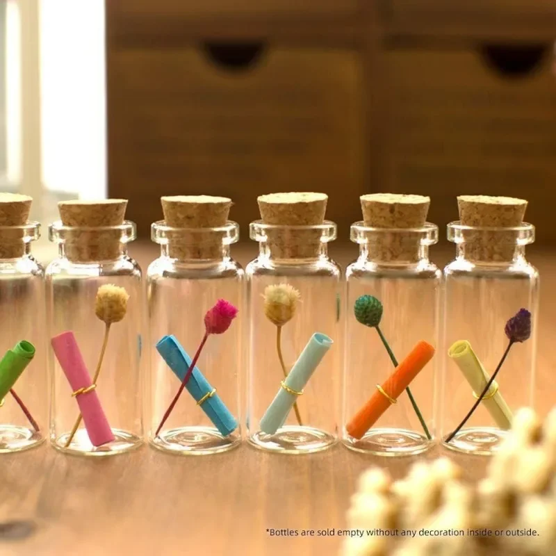 50/10PCS MIni Glass Bottles with Cork Stoppers DIY Decoration Mini Glass Vials Cork Message Glass Vial Wishing Bottles Wholesale