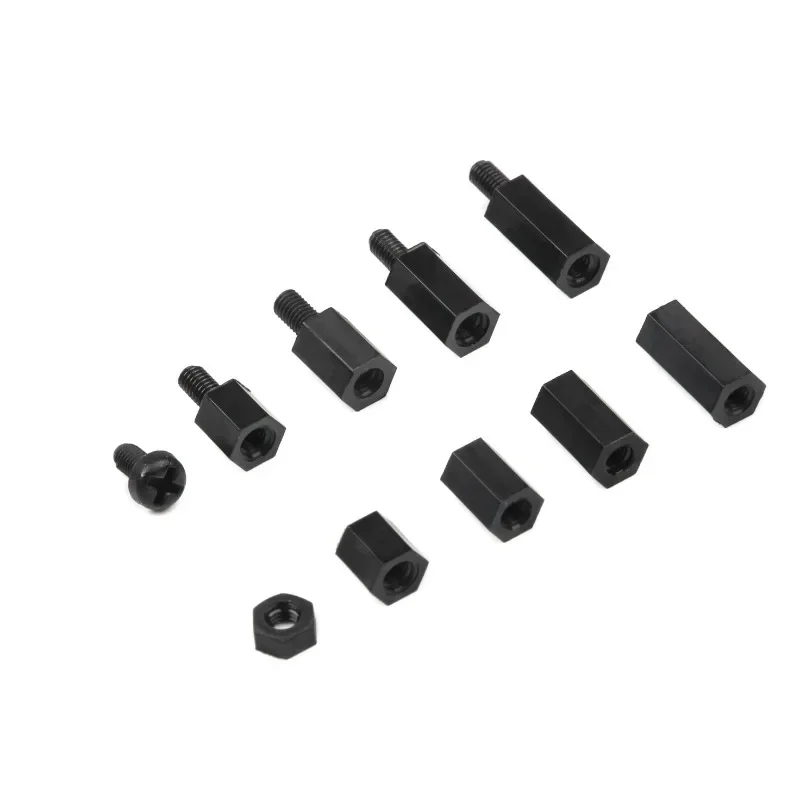 180Pcs Black M3 Nylon Hex Spacers Male/Female Screws Nuts Stand-off Kit With Plastic Box For Electronics PC Board