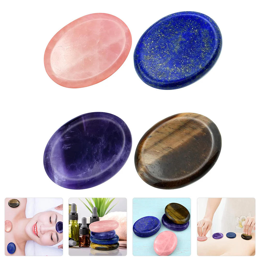 

4pcs Natural Jade Thumb Stone Gua Massage Tool Facial Scraping Chronic Pain Relief Skincare Beauty Gift