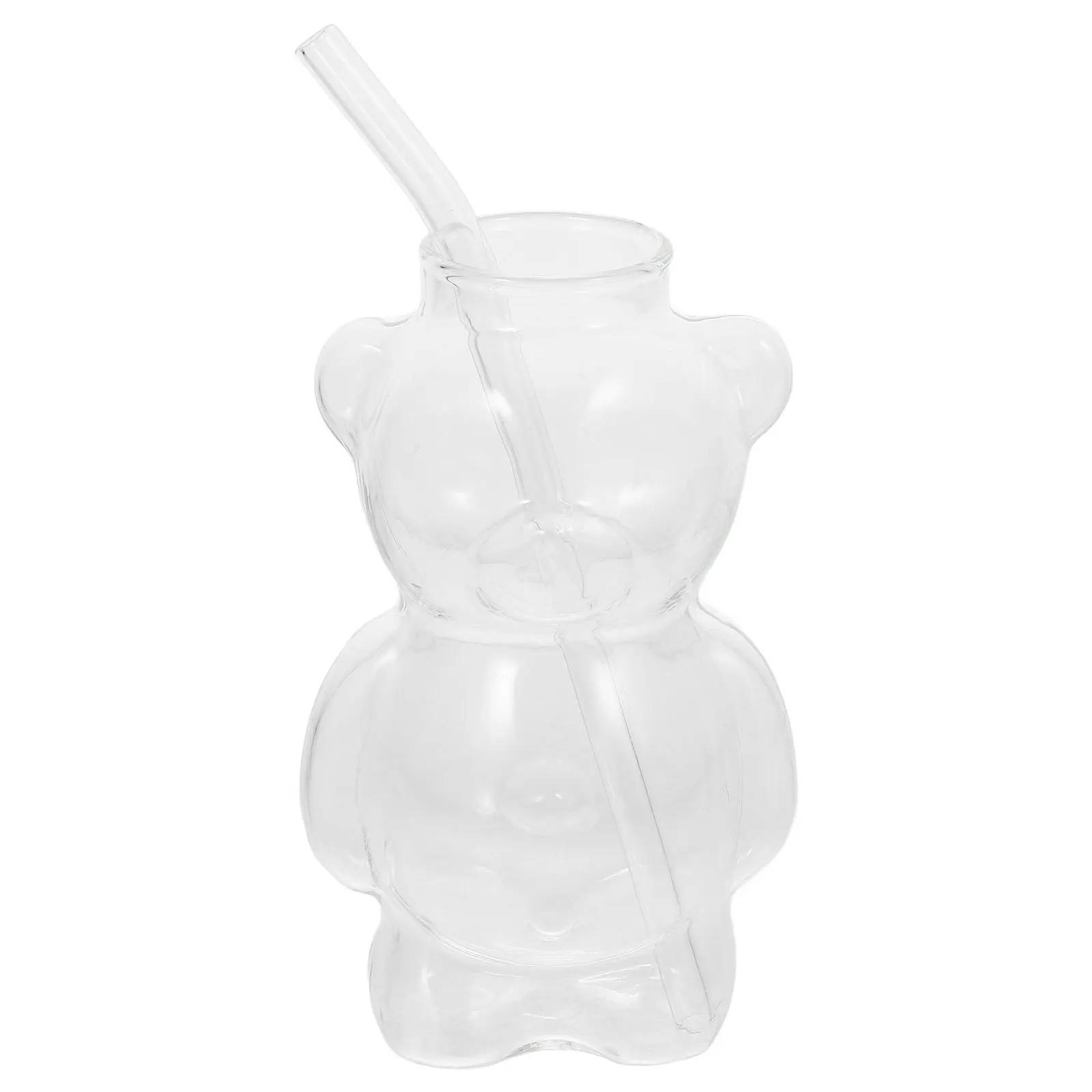 

1Set Eyecatching Cartoon Bear Glass Cup Unique Design 320ml Multiuse for Drinks Cocktail Coffee Home Office Bar