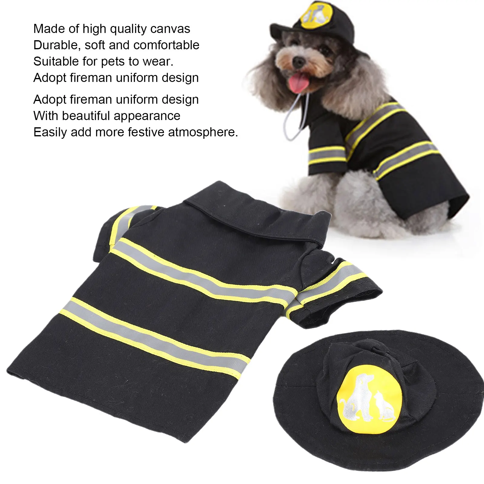 Pet Dog Firefighter Clothes Jacket Dog Puppy Halloween Costumes With Hat Pet Accessories