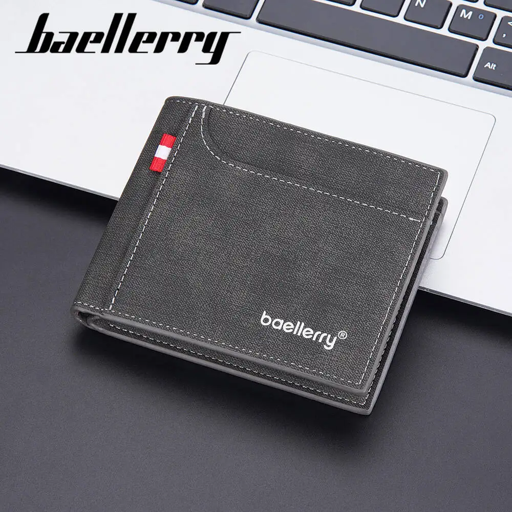 Baellerry High-end Leather Men Wallets Zipper Short Desigh Wallet Hipster Credit Card Holders Inserts Coin Purses Vintage Wallte