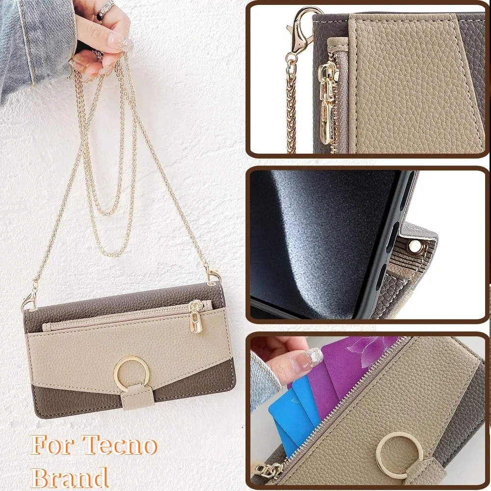 

Чехол-кошелек для Tecno Pova 4 Slim Pop 4 5 6 7 Camon 15 17 19 Neo Pro Air, магнитный флип-чехол для телефона Pova 3 4, с ремешком, кожаный чехол