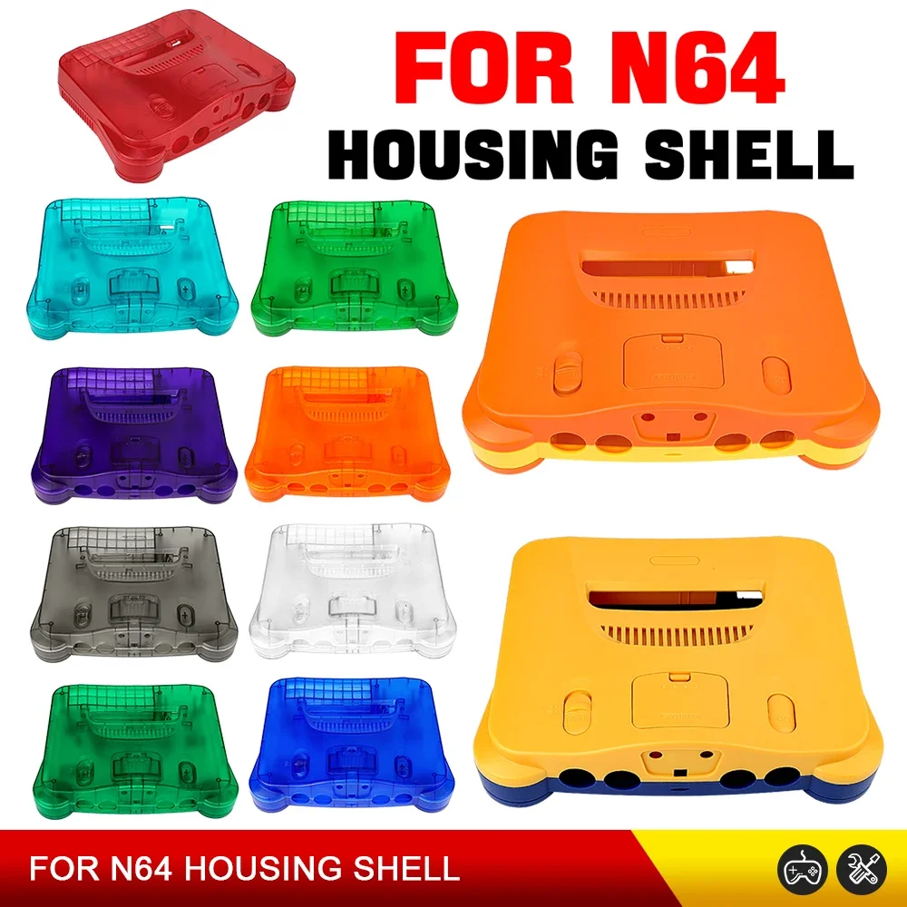 マルチカラーハウジングシェル-n64-用半透明ケース-n64-交換ケース用透明ボックス-n64-コンソールゲームアクセサリー