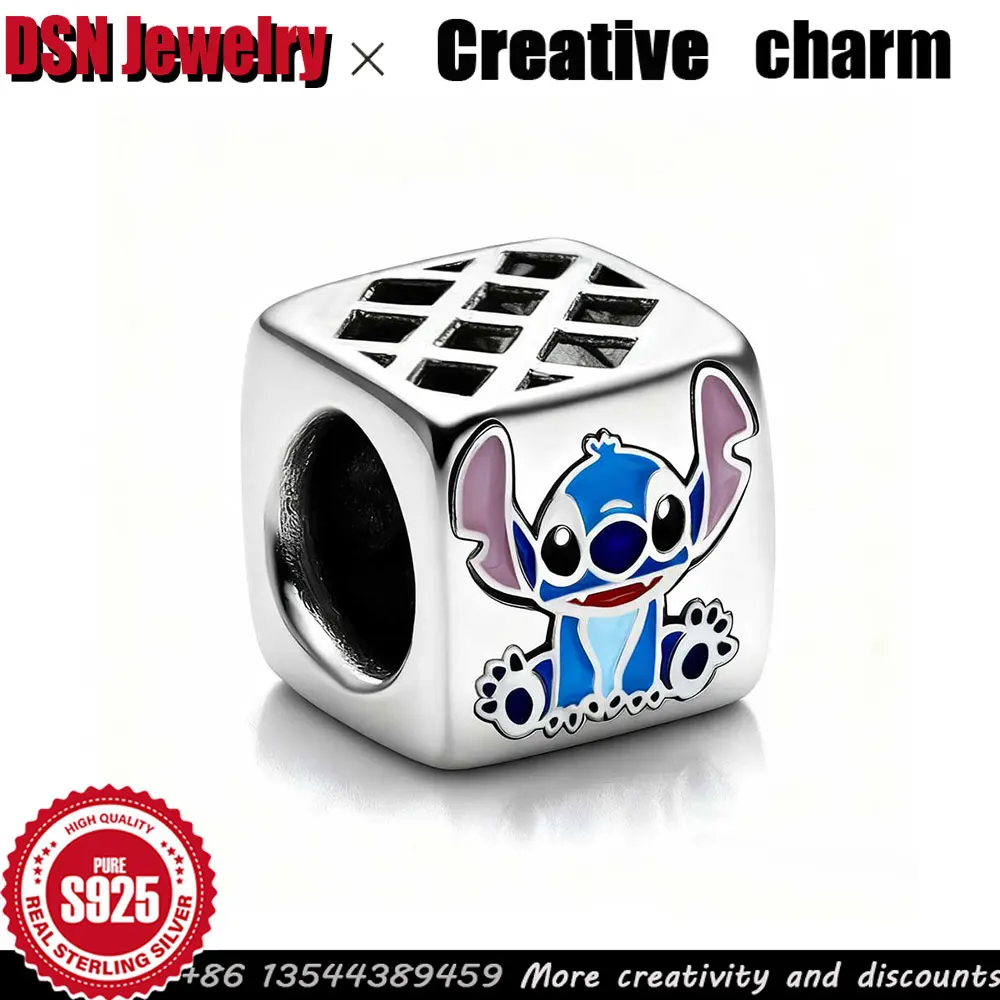 

DSN креативный кубический стежок из серебра 925 пробы, очаровательные эмалированные бусины по индивидуальному заказу для браслета, детский игровой шарм, роскошные ювелирные изделия, подарок