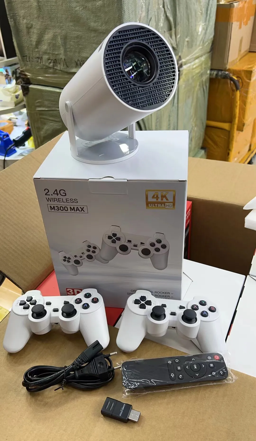 M300 MAX Retro video game consoles Android11 system mini Portable Intelligent Projector 720p Home Projector 64GB 46000+ games