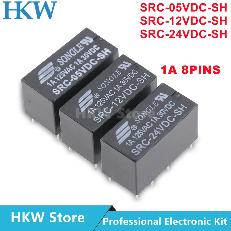 10pcs Relay SRC-05VDC-SH SRC-12VDC-SH SRC-24VDC-SH 5V 12V 24V 1A 125VAC 30VDC 8PIN Relays Relais