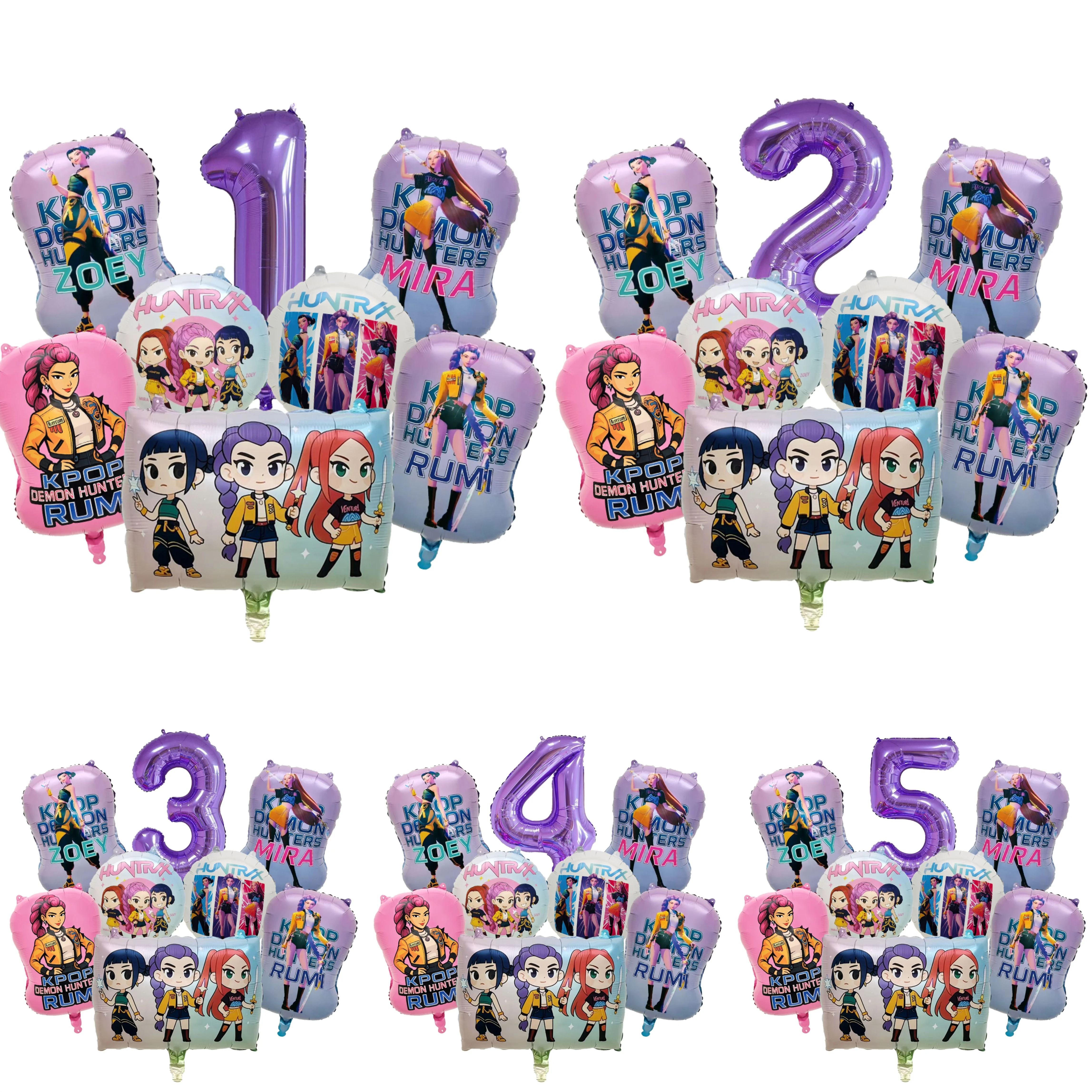 Ensemble de ballons d'anniversaire pour enfants Kpop Demon Hunters Mira Zoer, ballons en feuille numérotés de 1 à 6, ballons KOPO pour la décoration de fête