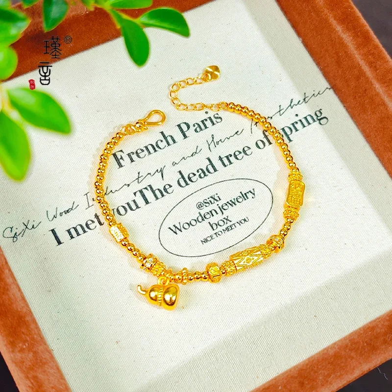 

Золото 9999 24 К настоящее золото Hulu Fu брендовый браслет из бисера Fulu счеты беговое кольцо ювелирные изделия ручной работы модный подарок подруге