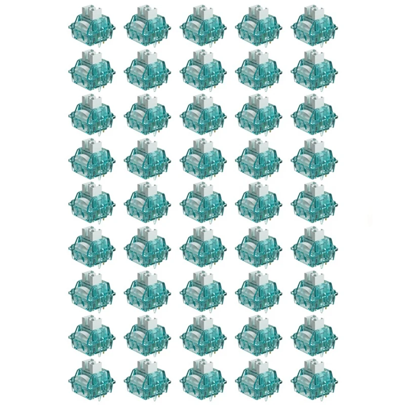 45PCS Creamy Cyan Switch 5 Pins Voiced Segment Shaft 50±7gf Compatible with MX Mechanical Keyboard for Gamer PC-A32R