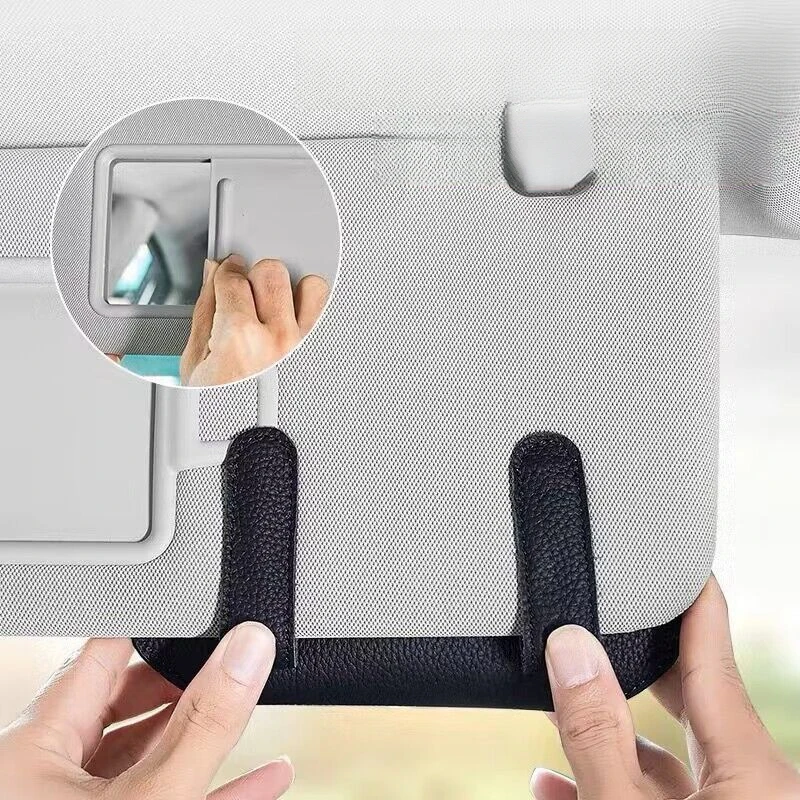 صندوق تخزين نظارات السيارة العالمي واقي من الشمس مشبك نظارات من الجلد الناعم الراقية حامل نظارات السيارة ملحقات السيارة