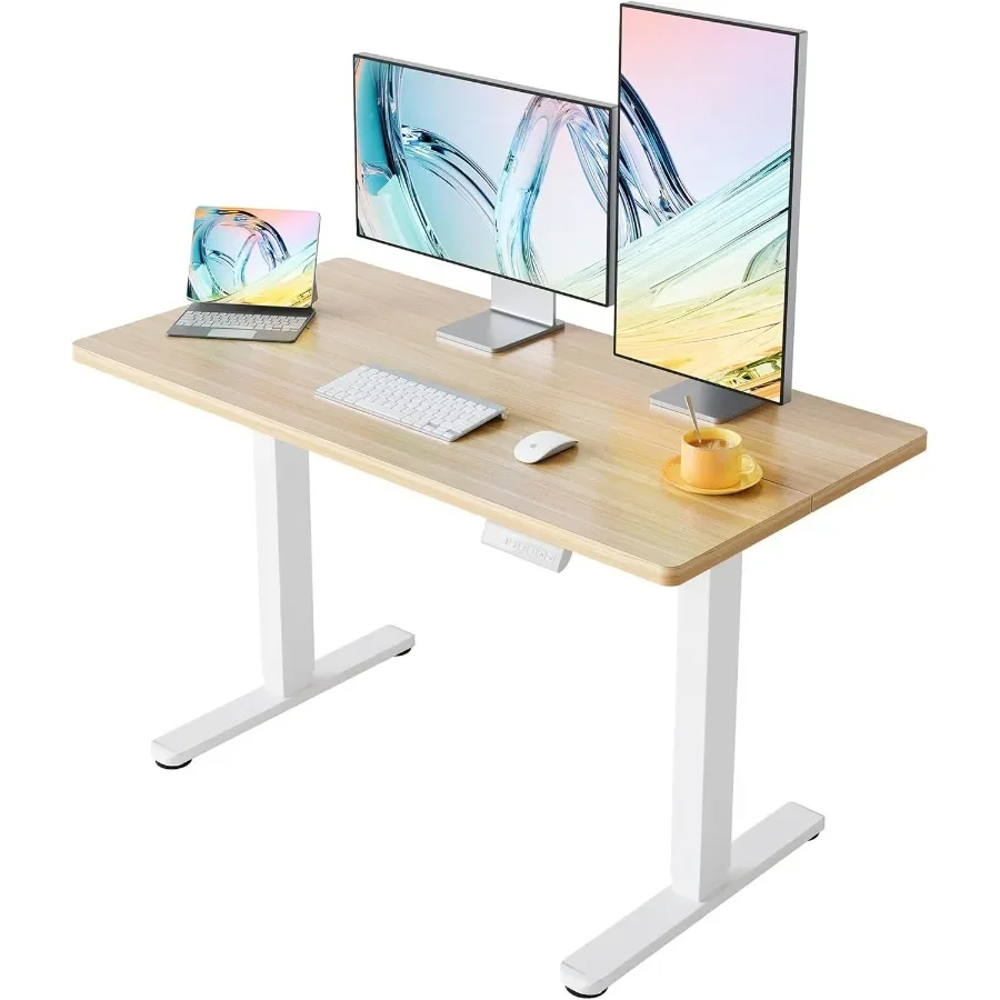 مكتب قائم كهربائي مقاس 48 × 24 مع ارتفاع قابل للتعديل و4 إعدادات لارتفاع الذاكرة تتضمن خطاف سماعة الرأس ومعرف مدير الكابلات