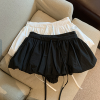 Women Short Mini Tutu Skirts Loose Fit Casual Elastic Waist Black Solid Skirts for Summer Party Street Clubwear 2025