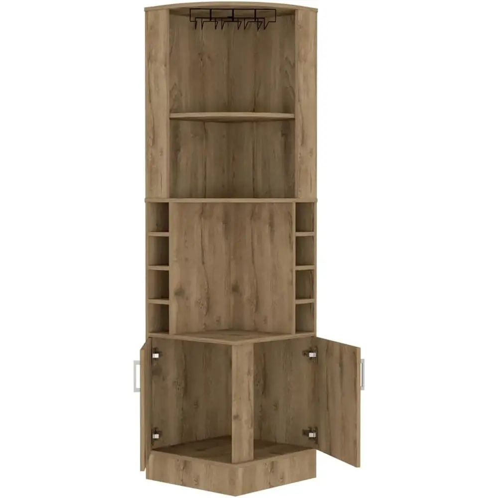 

Высокий компактный шкаф для хранения вина и алкоголя (71,1 дюйма) с 8 отделениями и двойными дверцами, коричневый