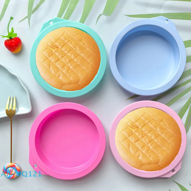 

Pink Green Nordic Blue Circular Baking Tray Milk Pancake Chocolate Cake Silicone Baking Mold