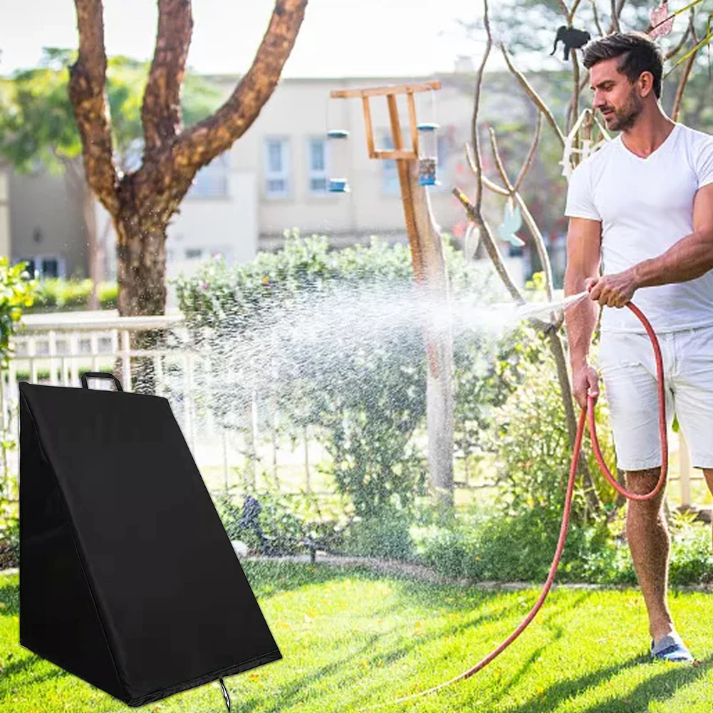 Black 210D Oxford Garden Hose Reel Cart Cover With PVC Lining Waterproof Dustproof Storage Bag For Outdoor Lawn Patio Yard Equip