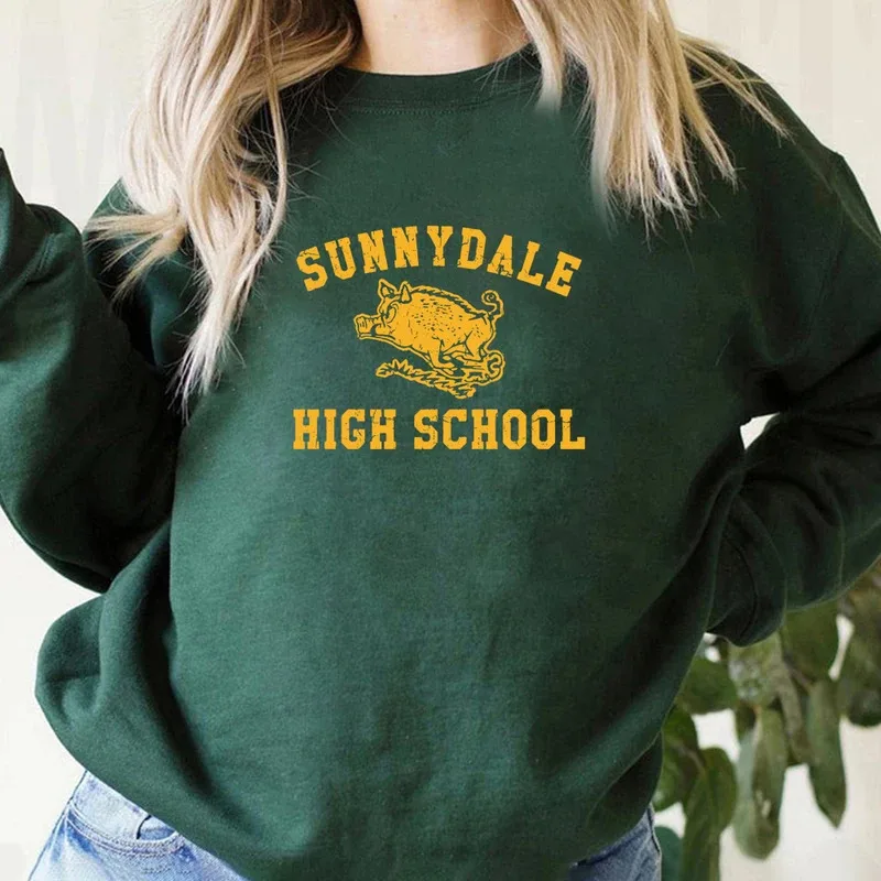 DY20Sunnydale 고등학교 스웨트 셔츠 버피 뱀파이어 슬레이어 후드 버피 스쿨 풀오버 Tv 쇼 영감을받은 크루 넥 스웨트 셔츠