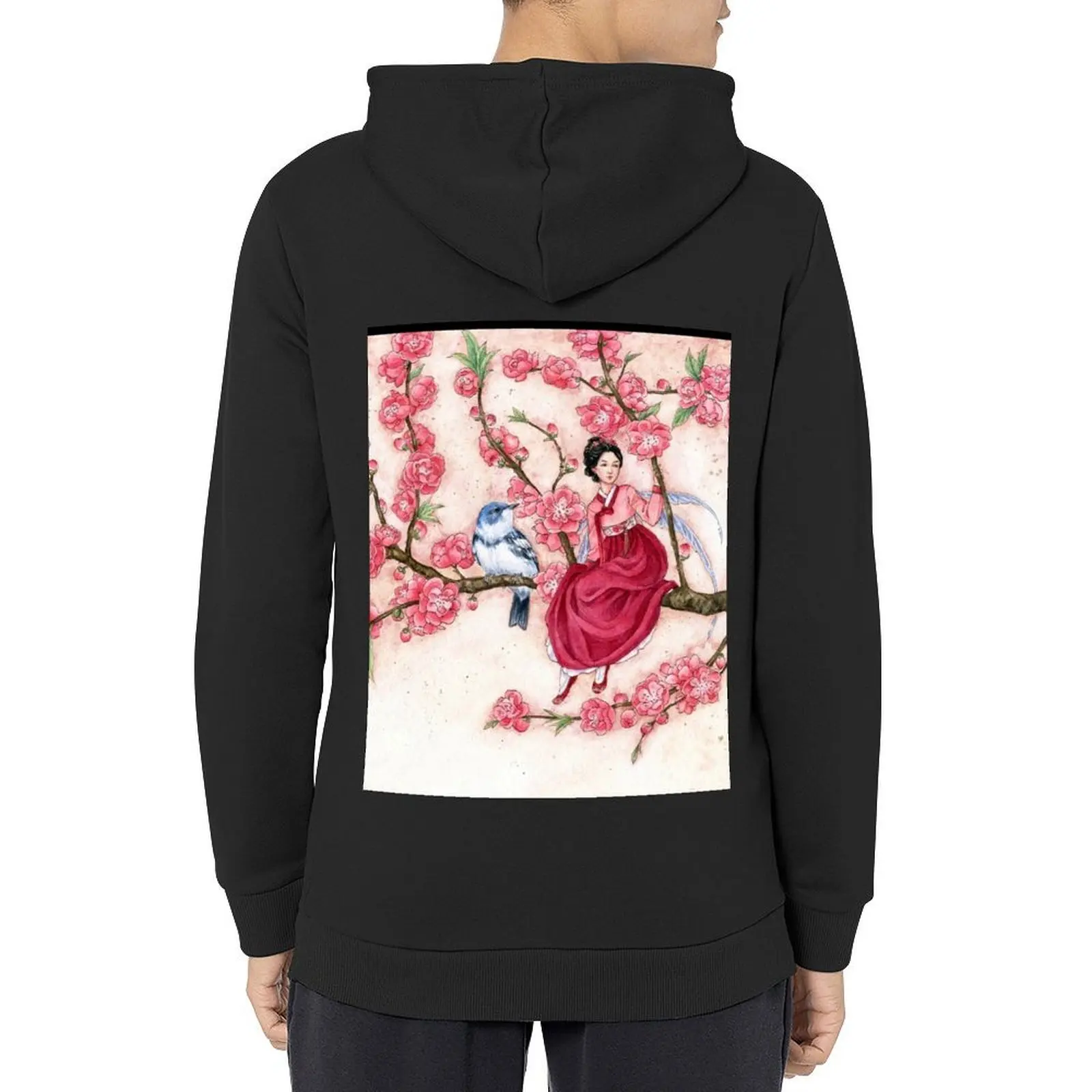 

Peach Blossom Fairy and blue bird Hoodie men's autumn clothes mens designer clothes men clothes mens clothing hoodie oversize