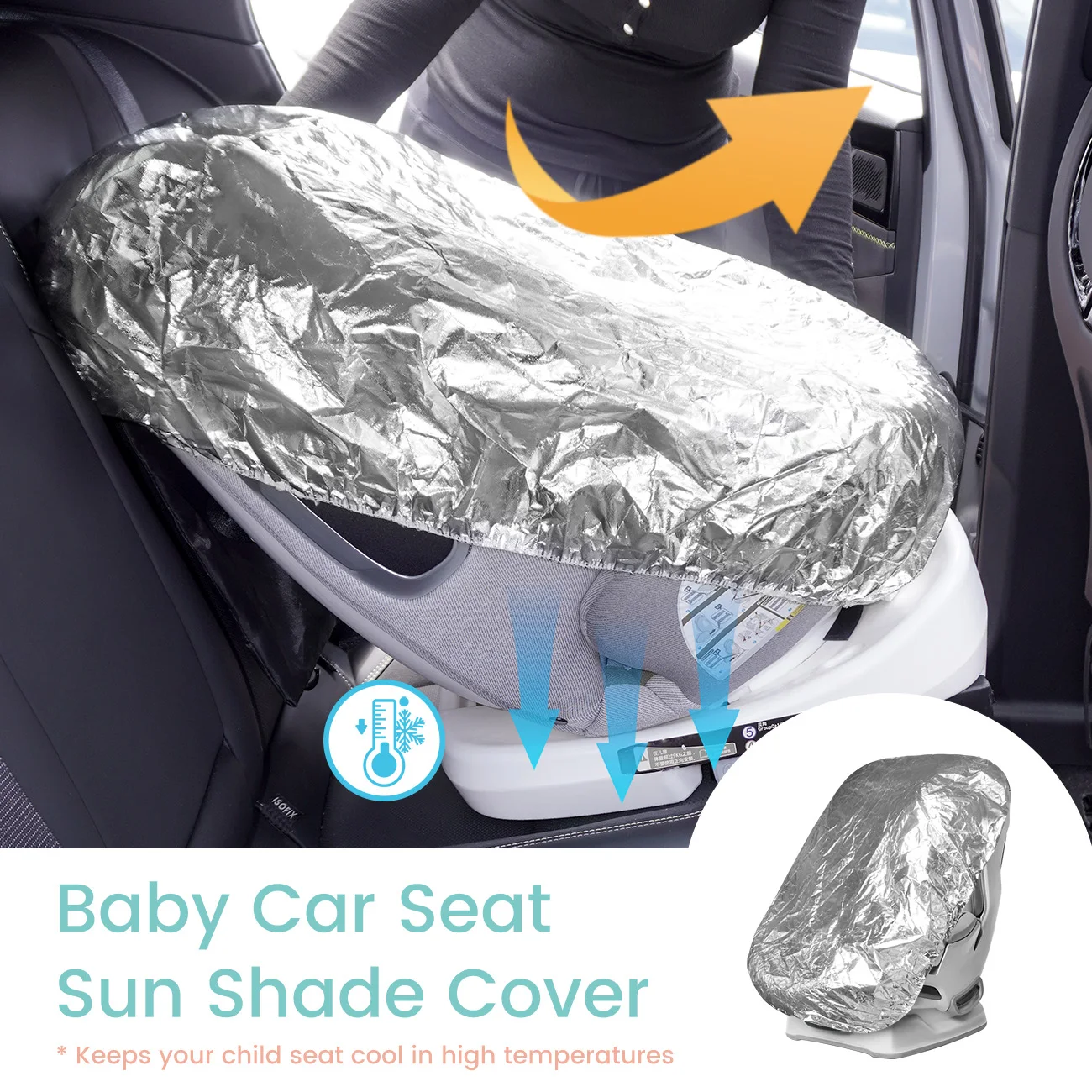1PC Aluminum Film Flocked Double-Layer Insulation Baby Car Seat Sun Shade Cover Blocks Out Heat & Sun UV Covers Universal