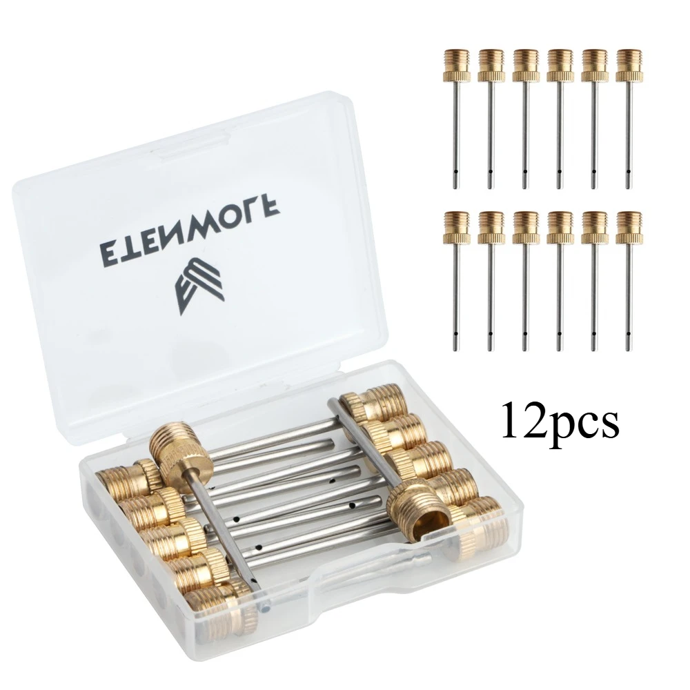 ETENWOLF A102 12 Pack Brass Ball Pump Needles No Break Heavy Duty Air Pump Needles for Balls with Storage Case