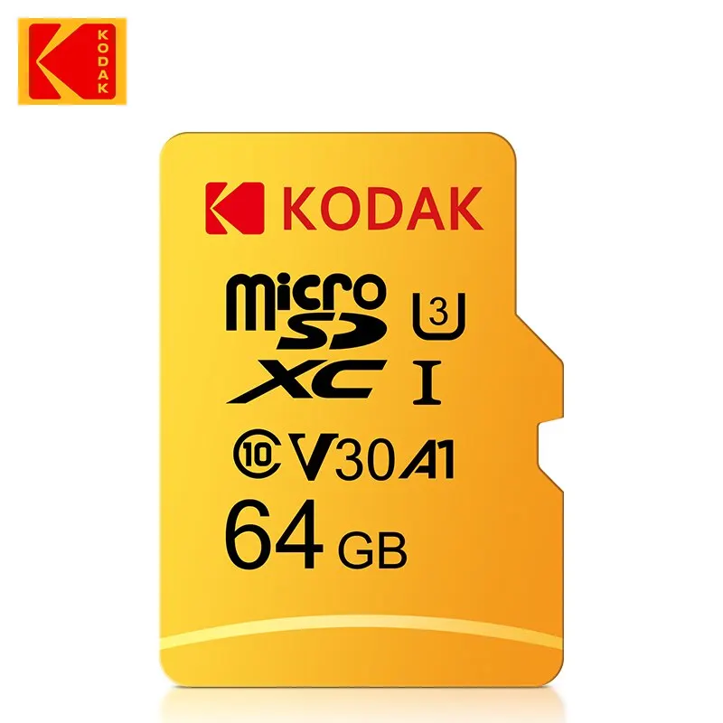 Kodak Micro SD-Karte 256 GB 128 GB 64 GB 32 GB Klasse 10 U3 V30 Hochgeschwindigkeits-Speicherkarte für Telefon, Tablet, Kamera