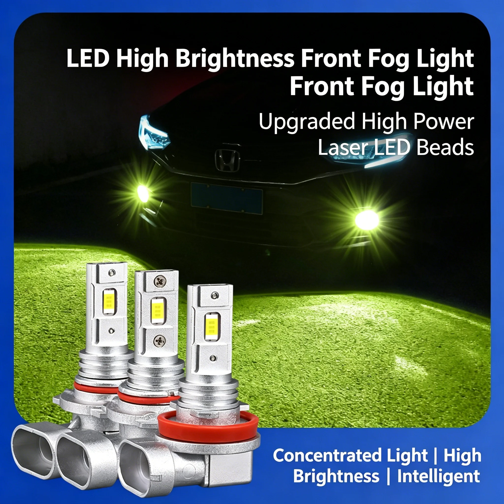 Upgraded high-power LED fog light bulb for cars, model H4/H7/H11/9005/9006, gold light white light anti fog light modification