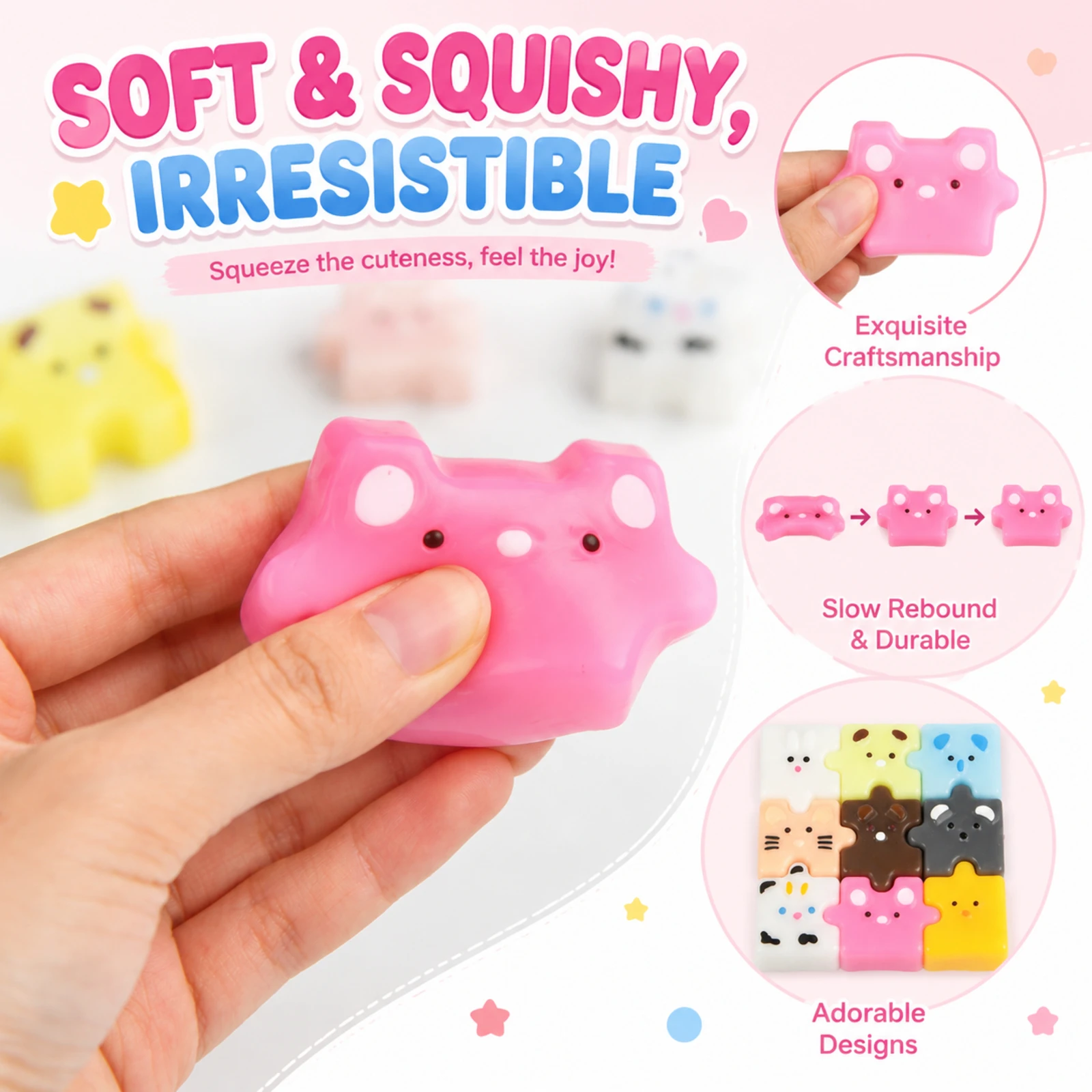Animal Puzzle Squishy Toy Cute Interlocking Jigsaw Pieces Soft Squeeze Sensory Fidget Stress Relief Toy Creative Gift