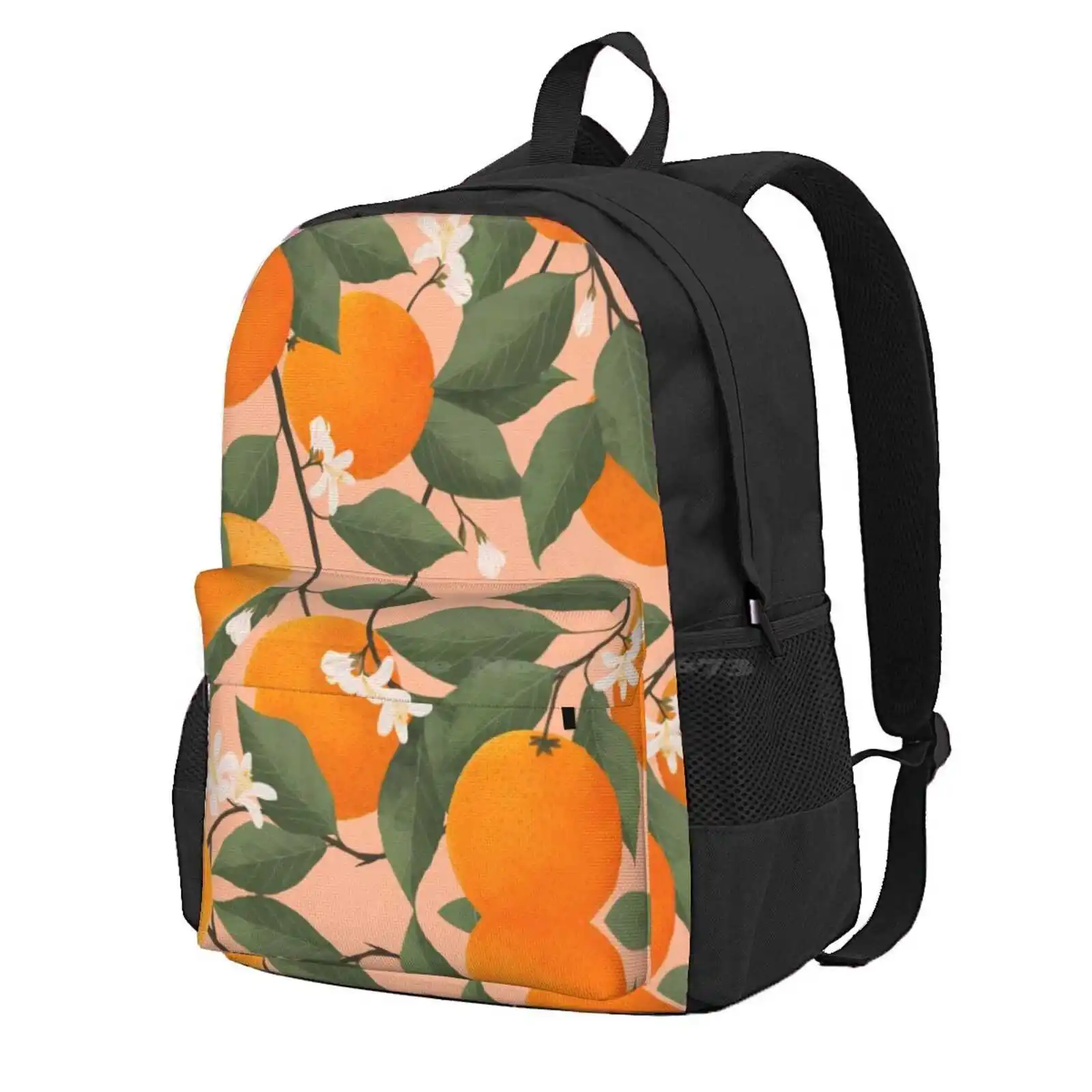 Fresh Citrus Hot Sale Schoolbag Backpack Fashion Bags Pattern Gouache Pop Art Vintage Retro Boho Oranges Tropical Leaves Fruit