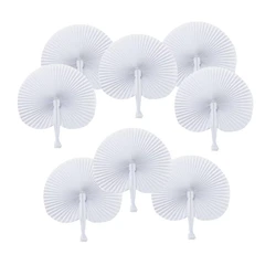 12PC White Folding Paper Fan for Kids Birthday Party, Wedding Guest Gifts, Baby Shower, Country Home Decor, Piñata Filler 14.5cm