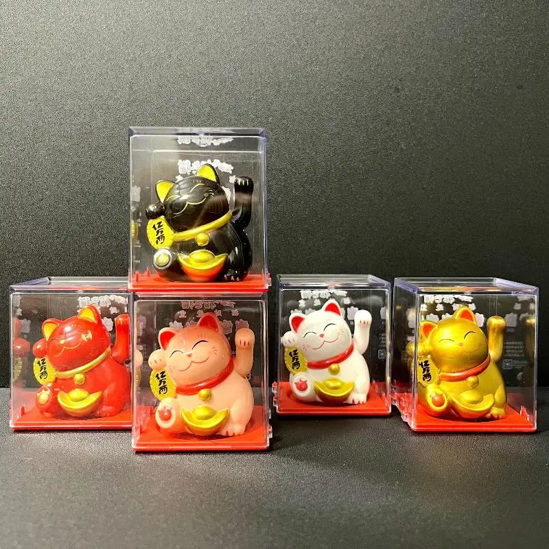 1Pcs Solar Powered Claws Movable Lucky Cat Decor 2inch Mini Lucky Cat Ornament For Desk Table Counter Bring Fortune Ornaments