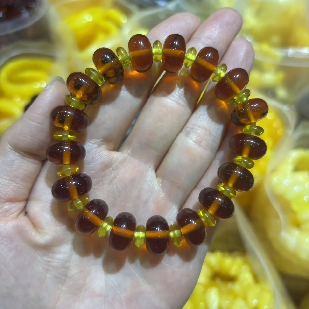 Raw Amber Bracelet Women Trendy Irregular Piebald Diy Bead Bangles Baltic Tumbled Stone Healing Gemstone Jewelry Bracelets
