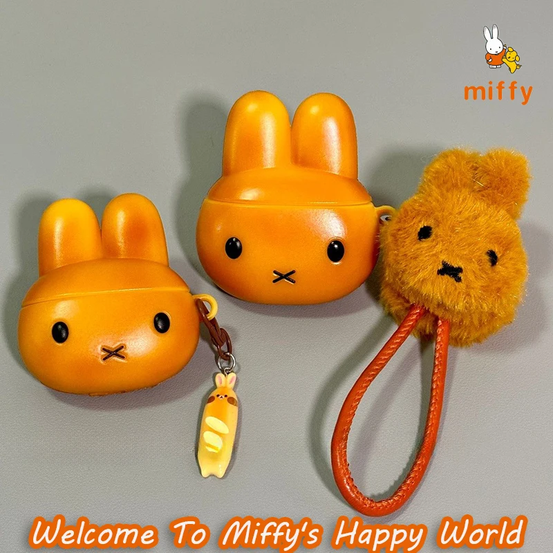 

Милый чехол для наушников Miffy, подходит для Airpods Pro 4 3 2, креативный стереоскопический чехол с изображением кролика и защитой от падения, подарки для девочек