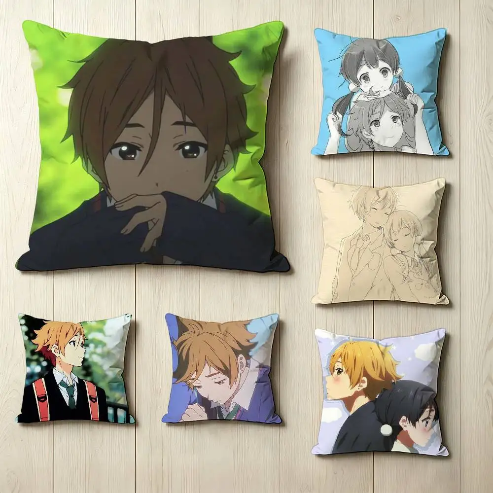 Heartwarming Anime T-Tamako Market  Square Double-Sided printed Pillow Case Bedroom Bedside Pillow Sofa Cushion Cover