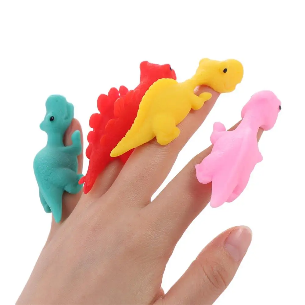 5PCS Fun Tricky Launch Dinosaur TPR Toy Stretchy Toy Finger Ejection Dinosaur Sticky Elastic Flying Finger Birds Children Gift