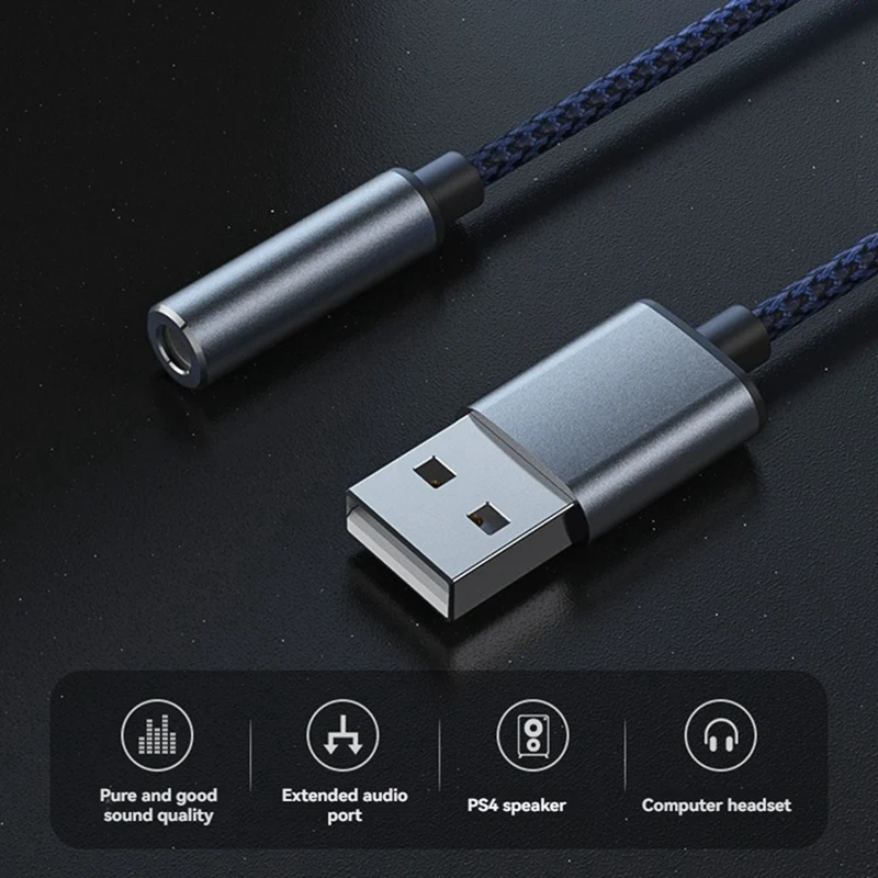 APPLIA-USB To 3.5Mm Audio Cable USB A To 3.5Mm Female External Stereo Sound Card Headphone Micphone Sound Adapter