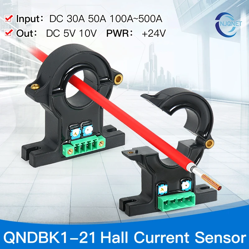 

DC current transducer QNDBK1-21 ±30A 50A 100A 200A ±300A / ±5V ±10V PWR +24V hall current sensor split ct current transformer