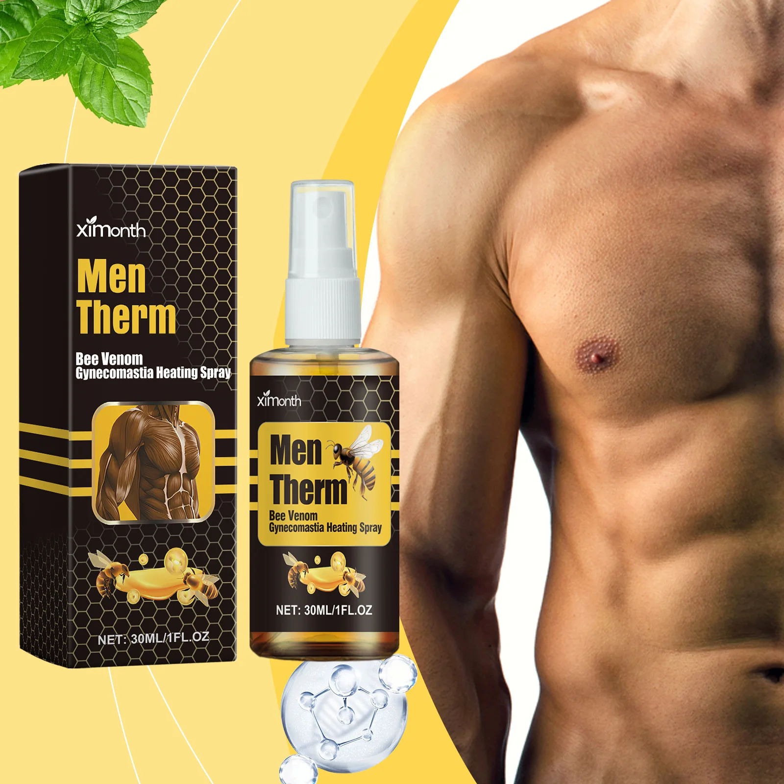 Abdominal Muscle Massage Cream Shrink Chest Gynecomastia Tighten Belly Fat Burning Anti Cellulite Man Breast Firming Essence Oil