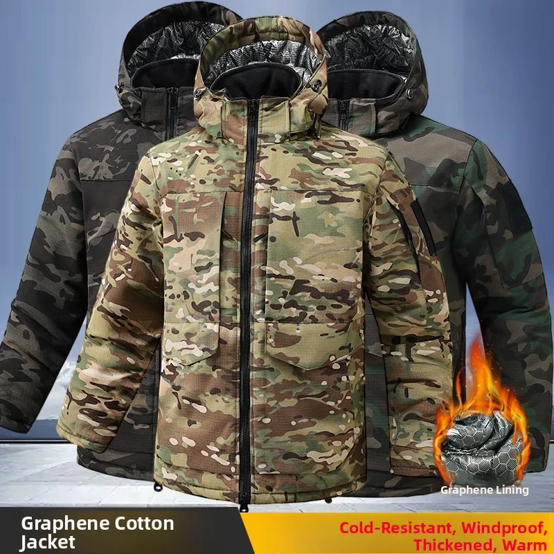 

Camouflage Military Cotton Men's Coat Winter Thiened Cold Storage Fce Lined aphene Waterproof Cold Resistant New Sle