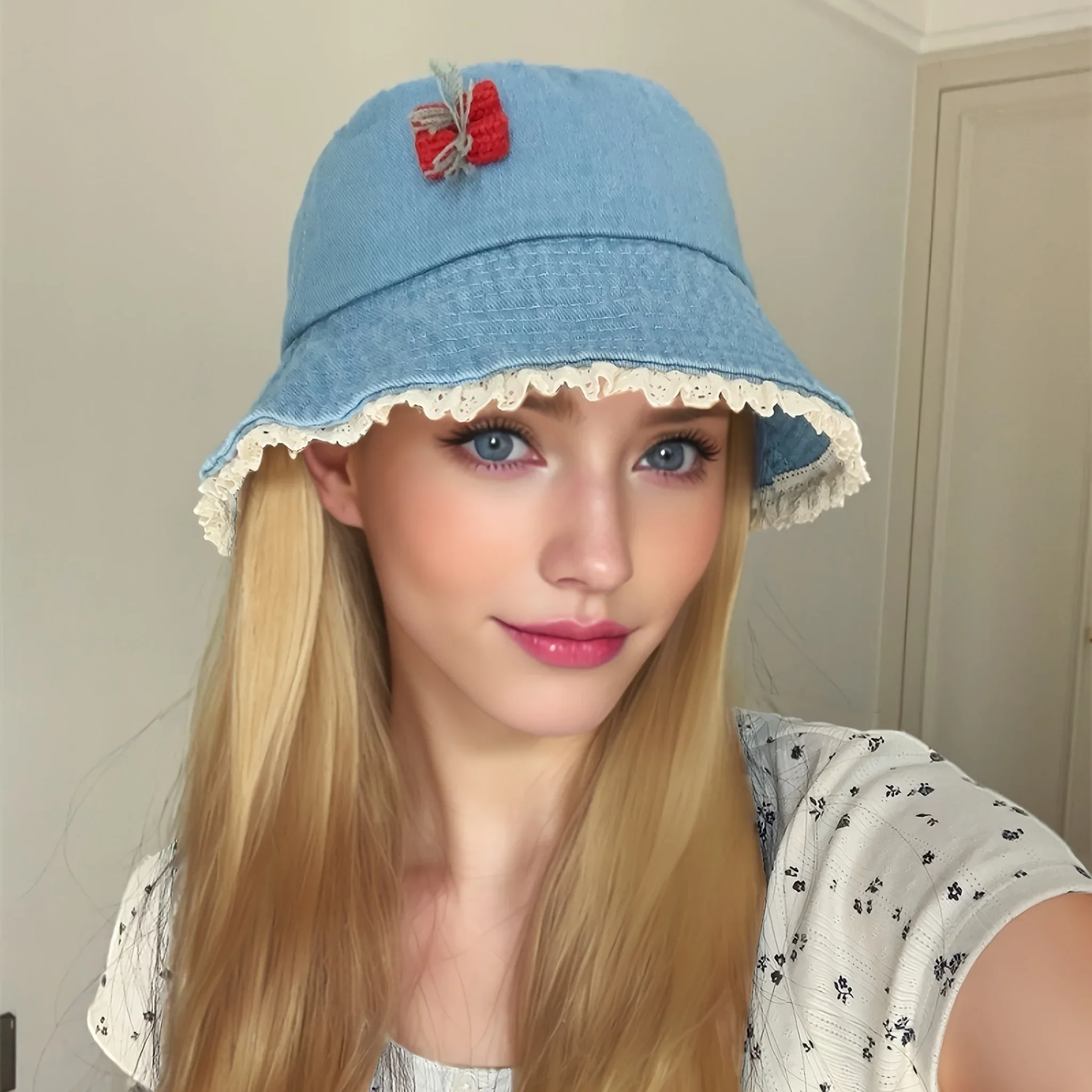Custom Hat Lace-Edged Washed Bucket Hat, Versatile for Spring And Summer, Flattering for The Face, Trendy Fisherman Style